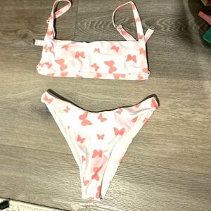Pink butterfly bikini set